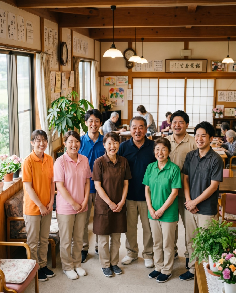 太陽介護サービスの笑顔のスタッフ一同