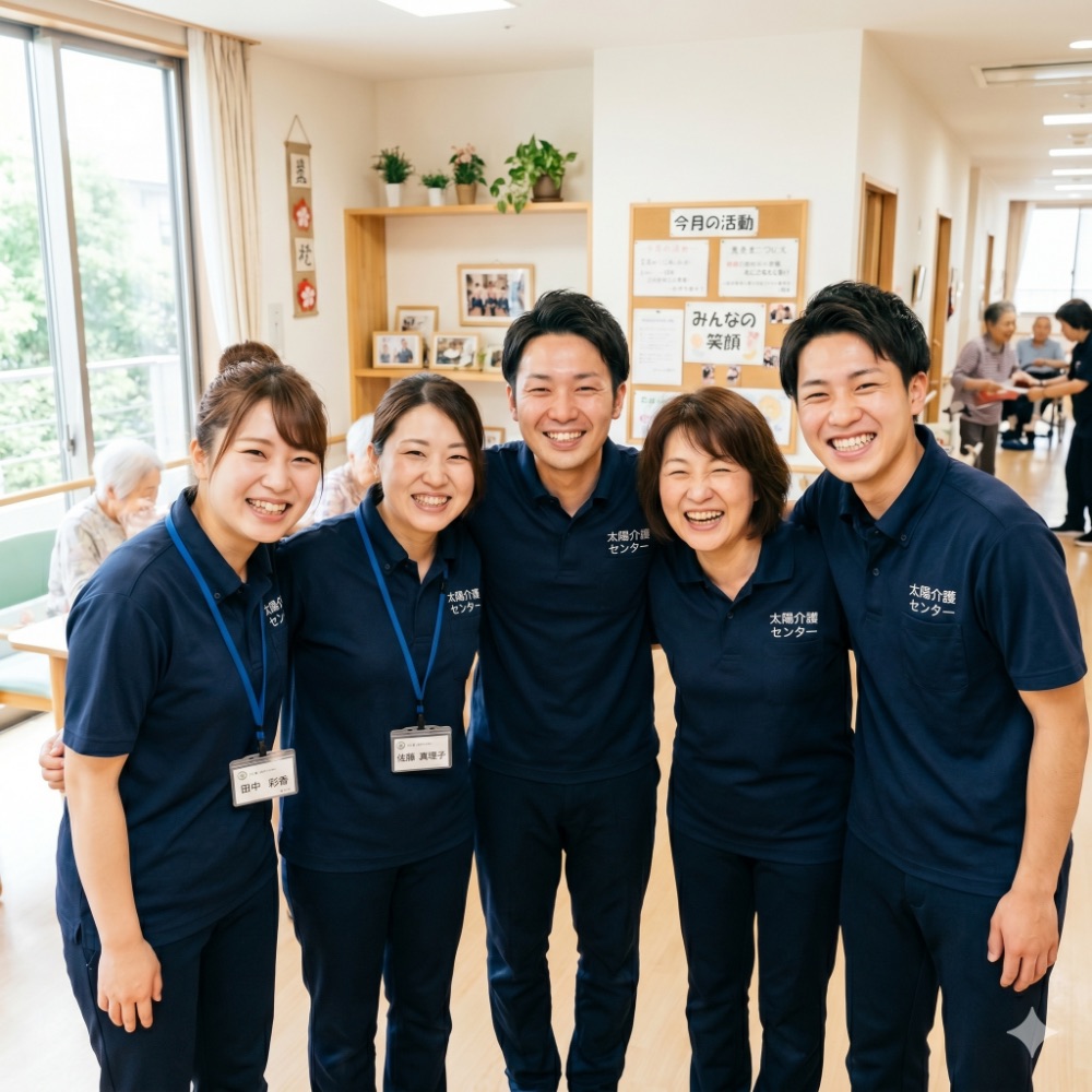 太陽介護センターの笑顔のスタッフたち